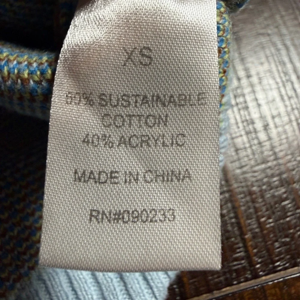 PacSun Tropical Palm Tree Sunset Intarsia Knit Sweater XS Orange Blue Cotton - Picture 5 of 8